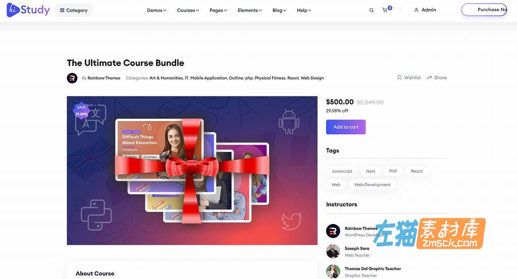 WordPress主题_HiStudy(已激活)_WP教育、在线课程管理（LMS）、知识付费场景网站主题