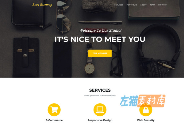 创意机构单页网站模板：Bootstrap 5 作品集与询盘页面 – Agency