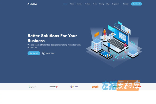 企业官网多页模板：Bootstrap 5 响应式作品集与博客页面（7页） – Arsha